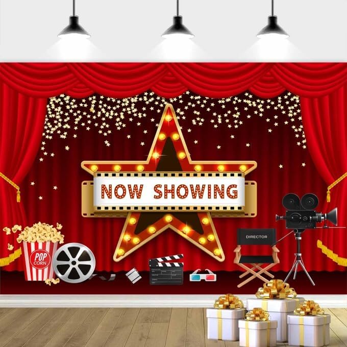12X10ft Movie Night Backdrop for Vintage Movie Party Fun