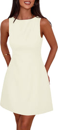 Womens Sleeveless Boat Neck A Line Mini Dress - Versatile Summer Wear