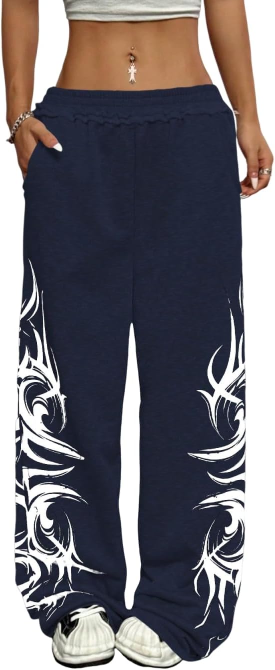 ZAFUL Womens Wide Leg Sweatpants for Y2K Gothic Style Lovers