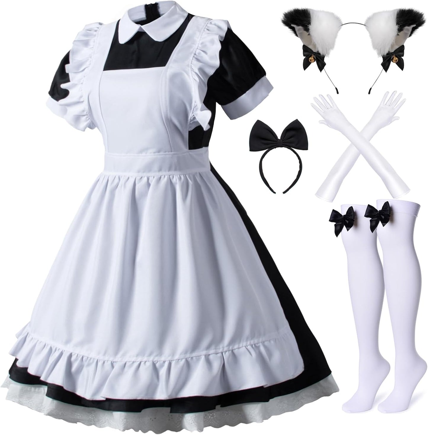 Wannsee Japanese Anime 6Pcs Lolita French Maid Costume Set