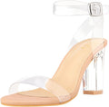 Clear Block Sandals Chunky Heels for Women 3.35 in - Versatile Dress
