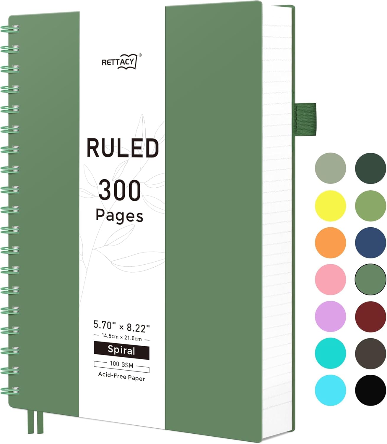 RETTACY A5 Spiral Notebook, 300 Pages, 100 GSM Thick Paper - Ideal for School & Work