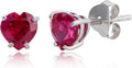 10k White Gold Heart Stud Earrings with Birthstone for Women
