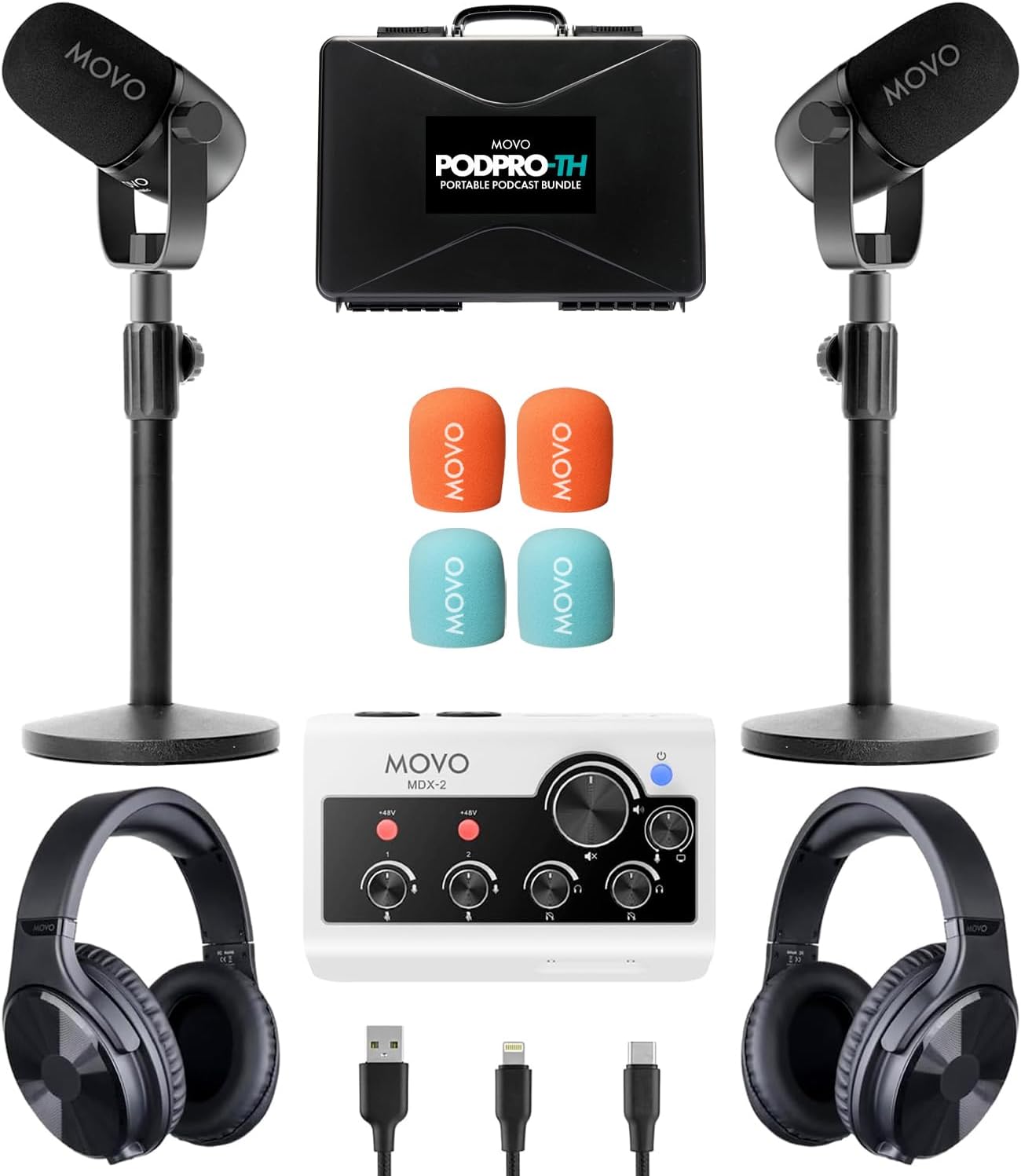 Movo Portable Podcast Equipment Bundle for iPhone and Android