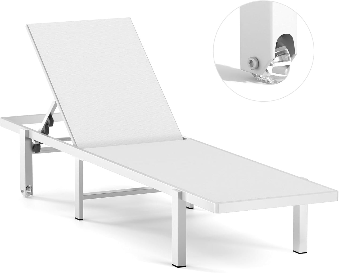 Aluminum Chaise Lounge Chair Outdoor with Wheels for Comfort
