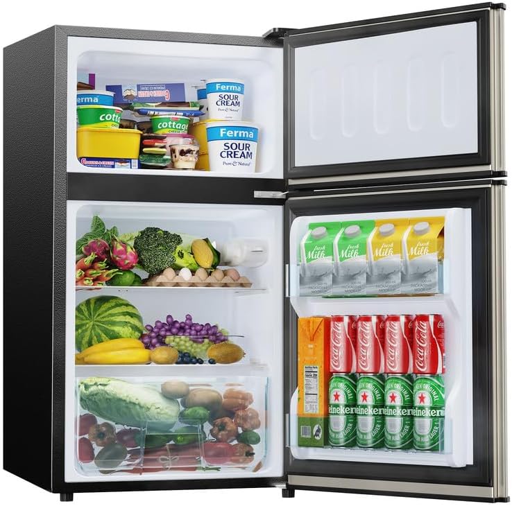 Compact Mini Fridge with Freezer for Bedroom and Office Use