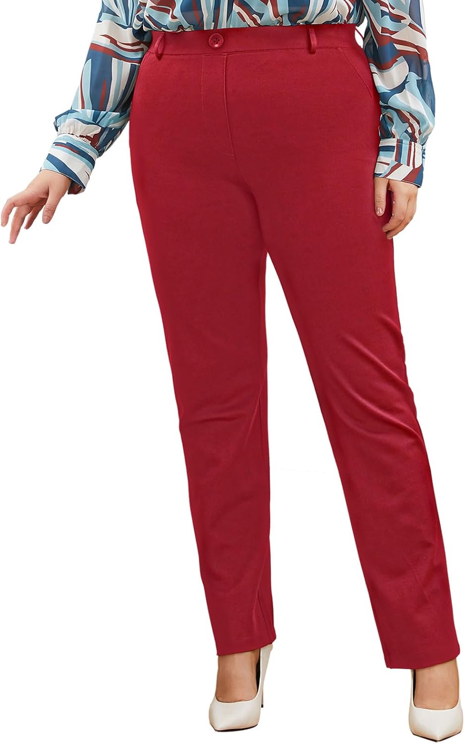 Plus Size Women's Straight-Leg Dress Pants for Office Style