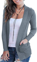 Women's Open Front Heather Gray Cardigan - Lightweight Classic Knit
