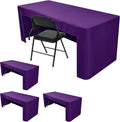 Purple Open Back Fitted Tablecloths for 4 ft Rectangle Table - 4 Pack