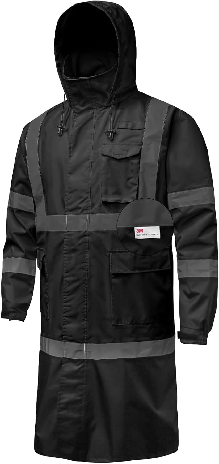 Hi Vis Rain Jacket with 3M Reflective Stripe for Safety Gear