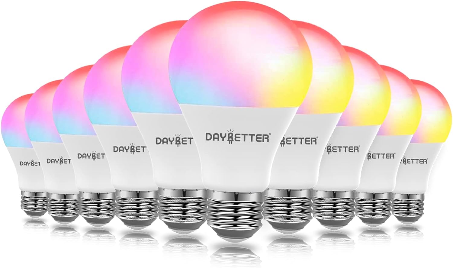 10-Pack Smart Bulbs: RGBCW Color Changing, Alexa & Google Assistant Compatible