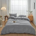 FACE TWO FACE Washed Cotton Duvet Cover Set King - Linen Like Comfort
