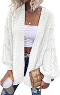 Oversized Cable Knit Cardigan Sweater - Cozy, Stretchy Layer