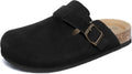 Women's Suede Clogs with Adjustable Buckle - Supportive SlipOn