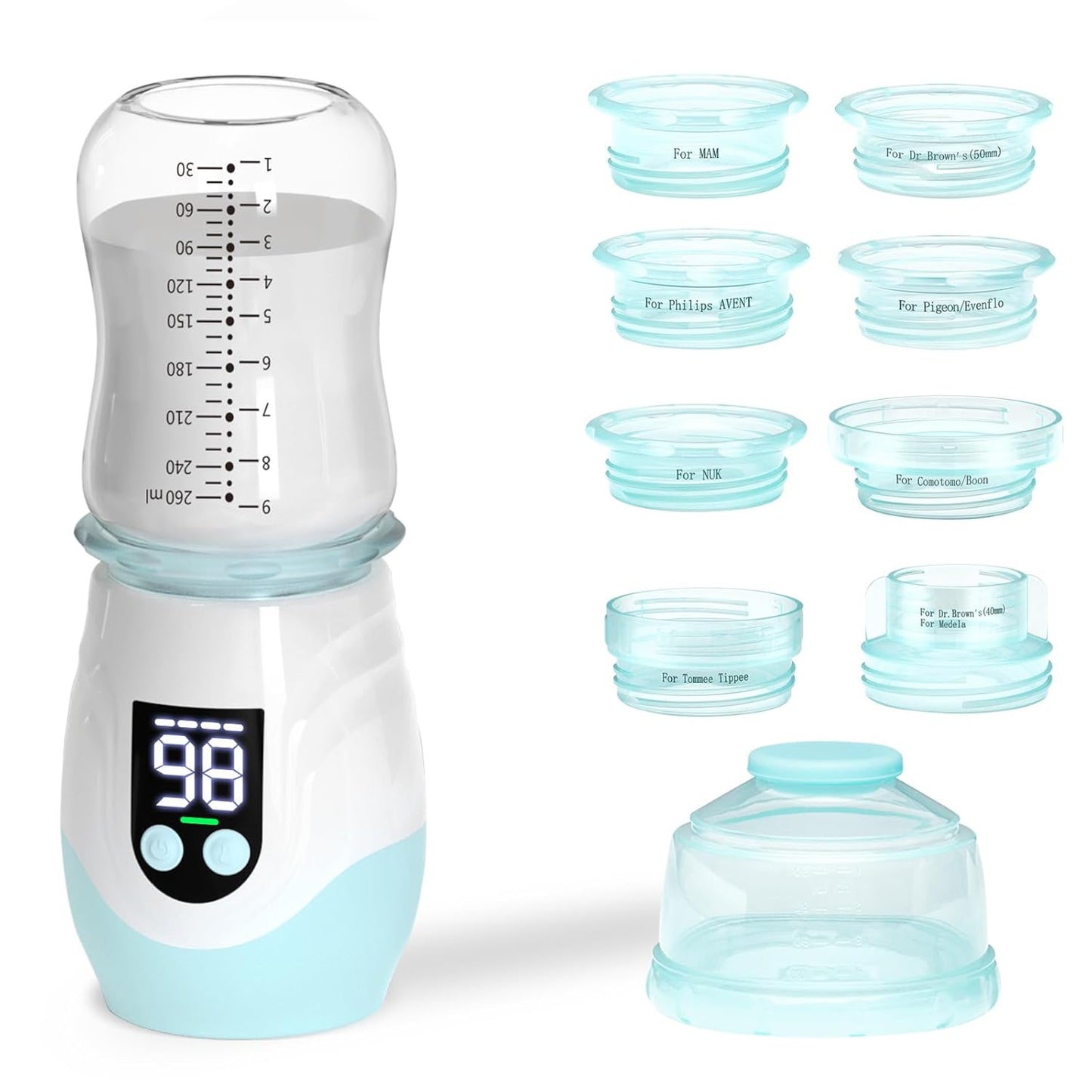 Portable Cordless Baby Bottle Warmer for Travel with Adapters