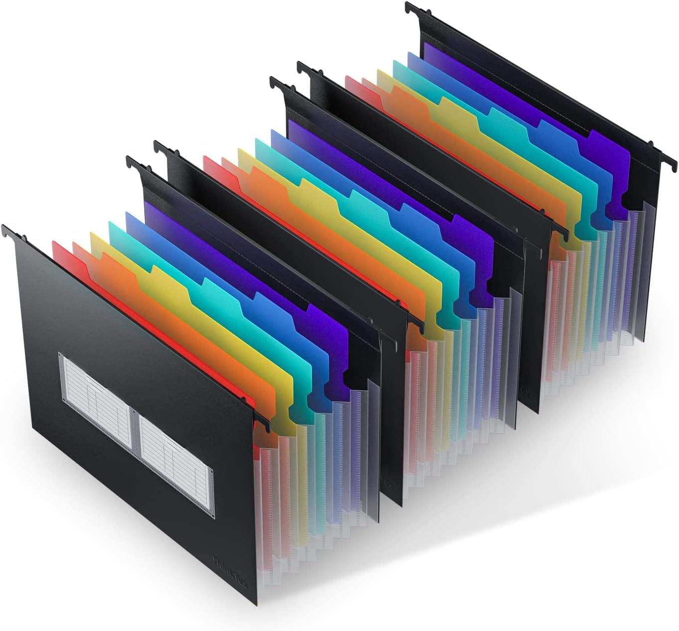ThinkTex Plastic Hanging File Folders - 7 Pocket Accordion Design