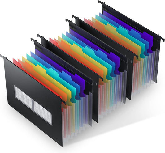 ThinkTex Plastic Hanging File Folders - 7 Pocket Accordion Design