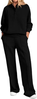 PRETTYGARDEN Women Fall 2 Piece Sweatsuit Set - Cozy Wide Leg