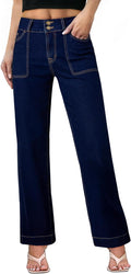 Sidefeel Women's Straight Leg Jeans High Waisted Tummy Control button
