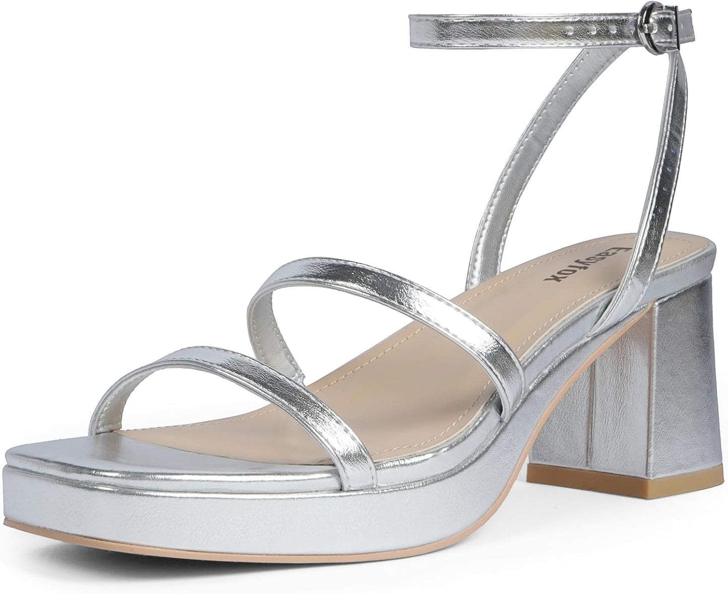 Platform Sandals for Women with Chunky Heels and Two Straps