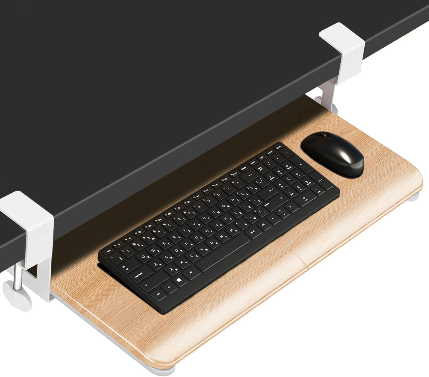 Spacious Under Desk Keyboard Tray by CALASK - Easy Install, Ergonomic Design
