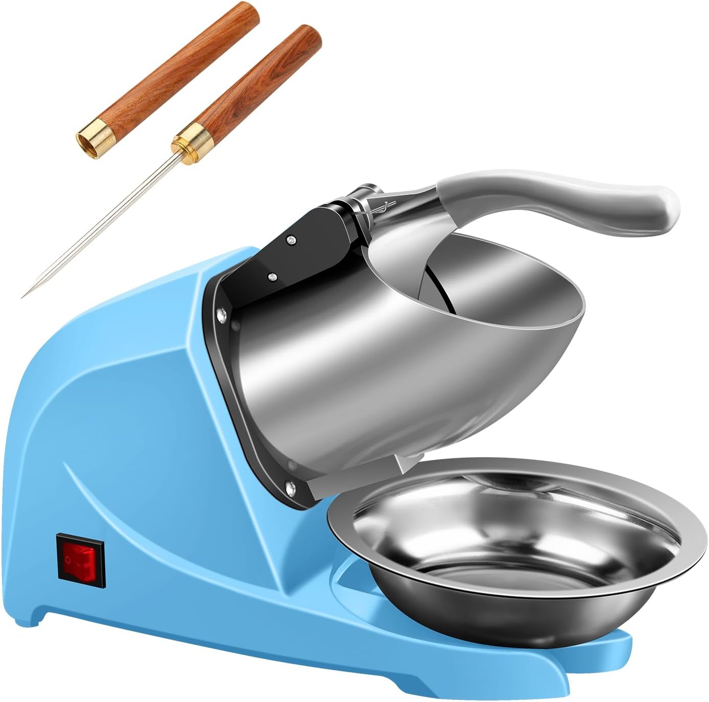 Stainless Steel Electric Ice Shaver - 200lbs/hr Ice Crushing Power!