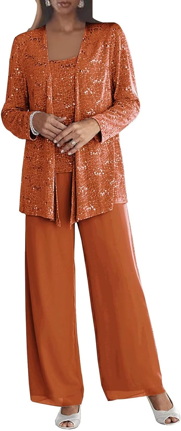 Chiffon Mother of The Bride Pant Suits for Elegant Weddings