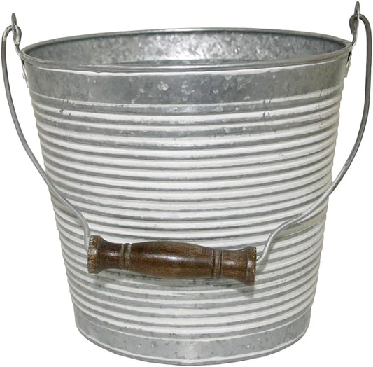 Vintage Floral Galvanized White Wash Planter for Indoor Plants