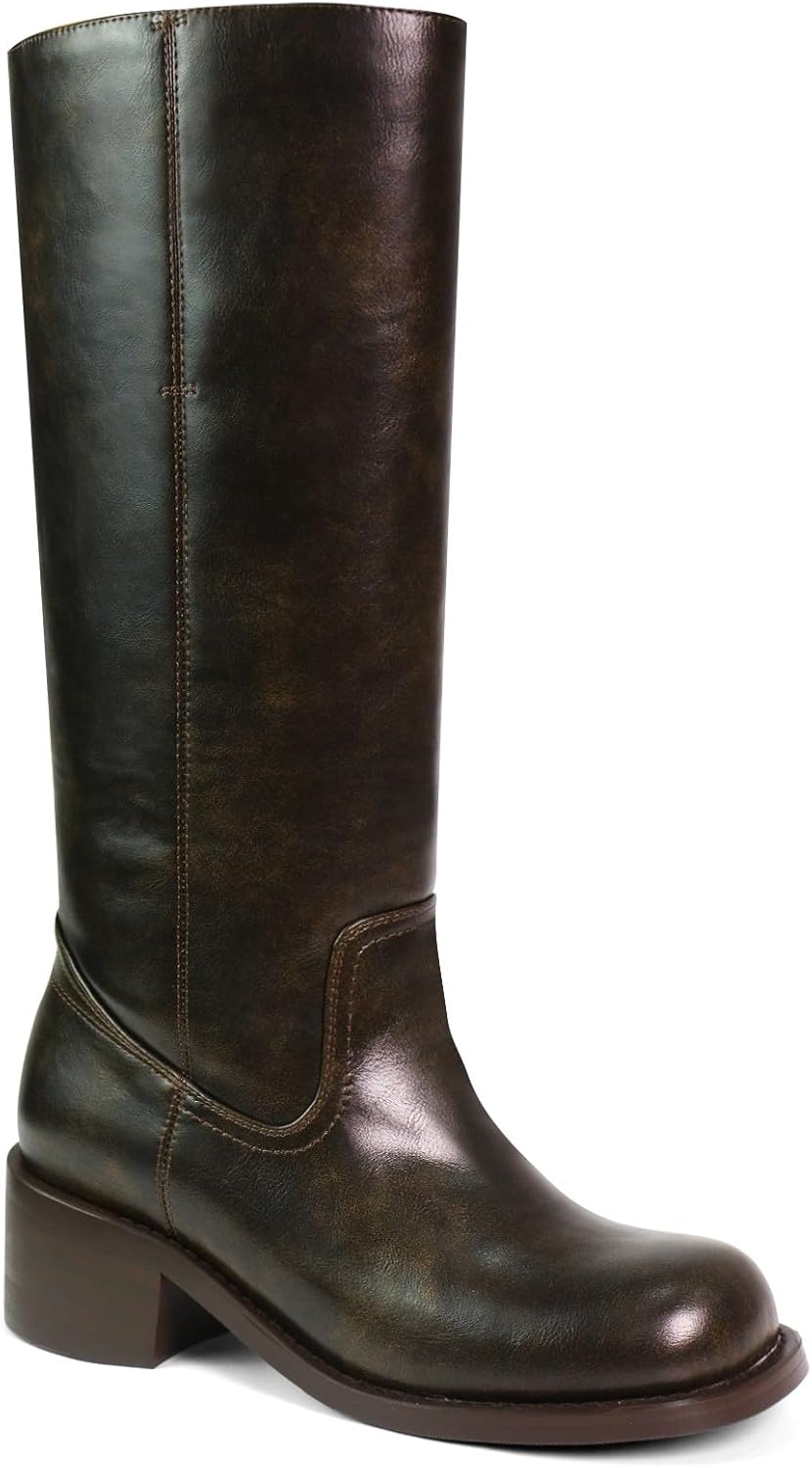 Stylish Square Toe Knee High Boots for Women with Chunky Heel