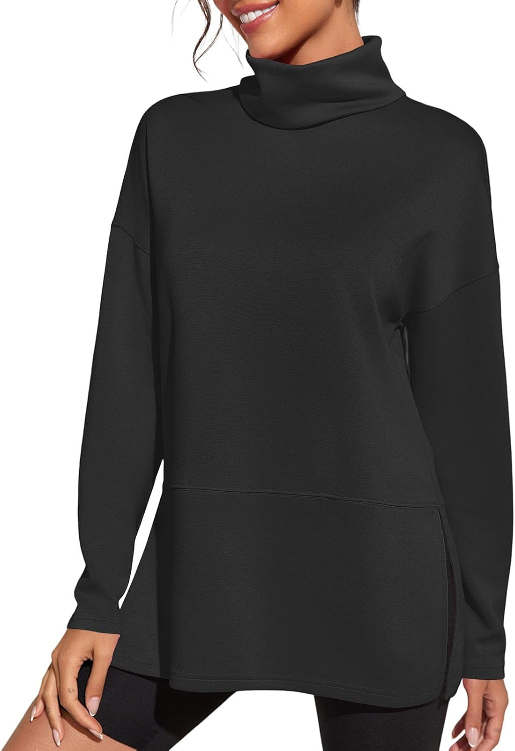 Fisoew Women's Turtleneck Oversized Sweatshirt for Casual Style