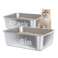 Stainless Steel Litter Box 2 Pack - Durable Easy-Clean Metal