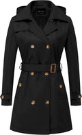 US Women's Trench Coat Double-Breasted Mid-Length Trench