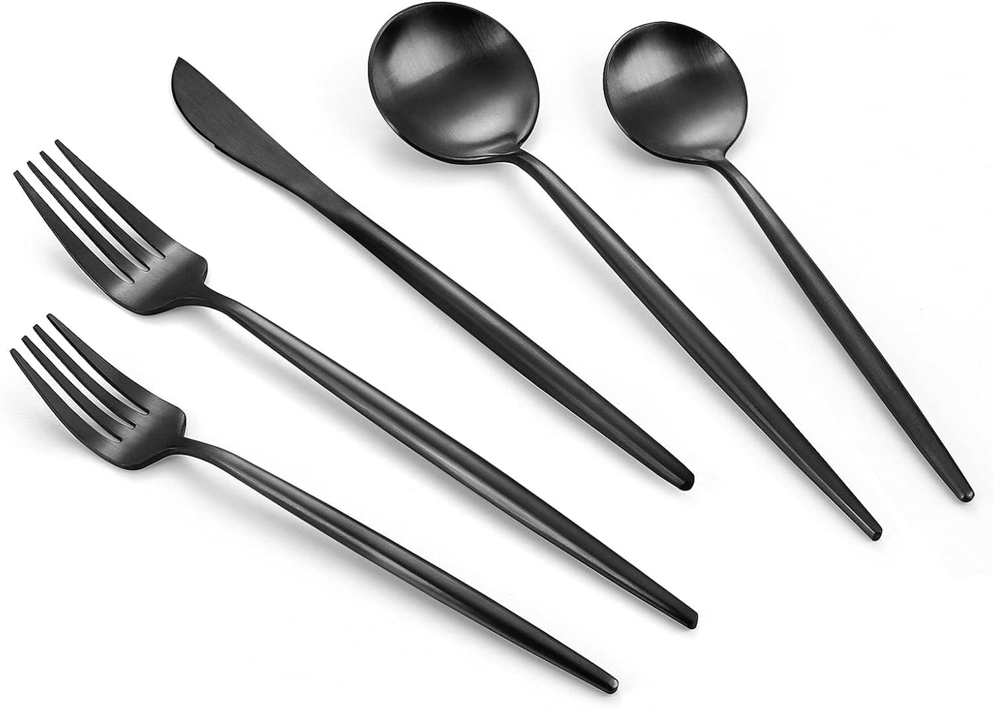 Matte Black Silverware Set - 20-Piece Stainless Steel Flatware