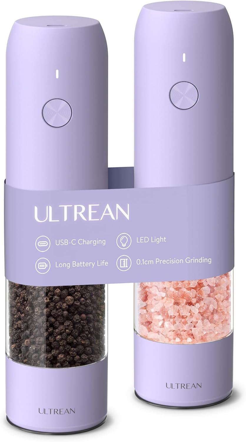 Ultrean Electric Pepper Grinder with Adjustable Coarseness and LED