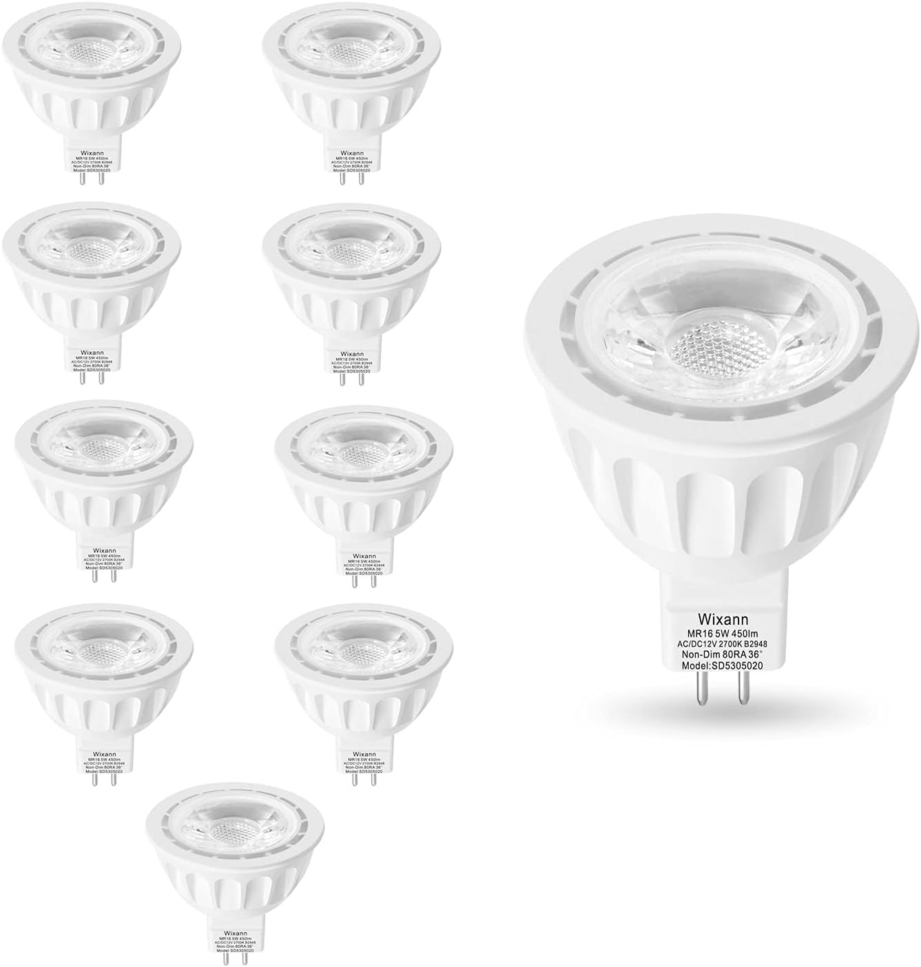 MR16 LED Bulb 5W 12V 3000K Soft Warm White 10 Pack