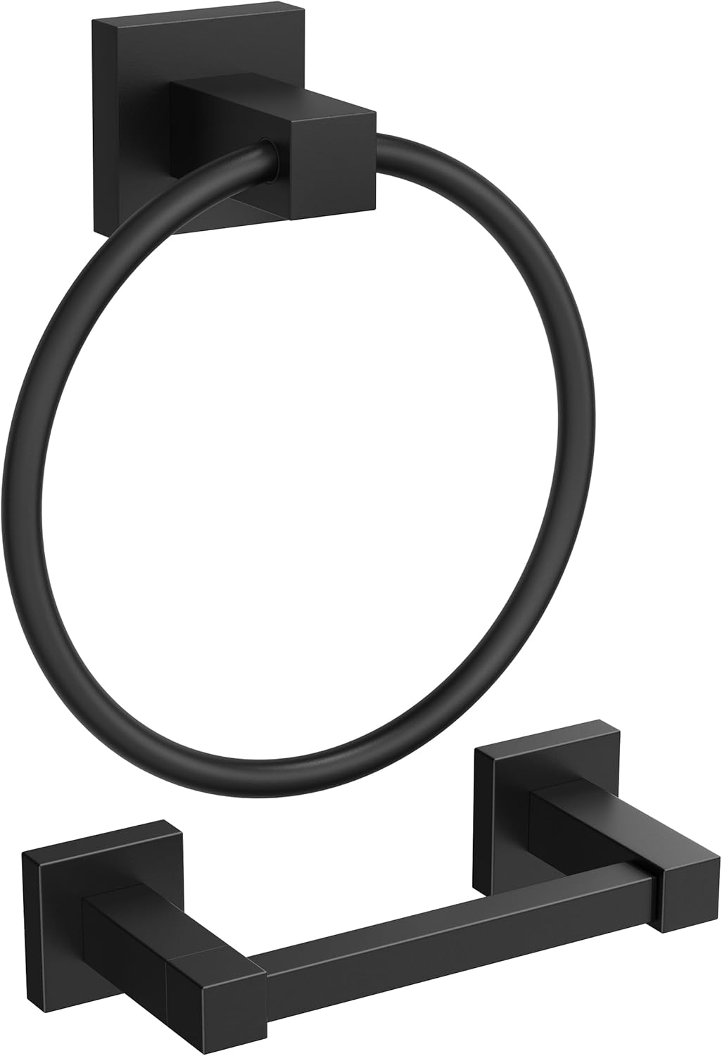 FORIOUS Toilet Paper Holder and Towel Ring Set in Matte Black