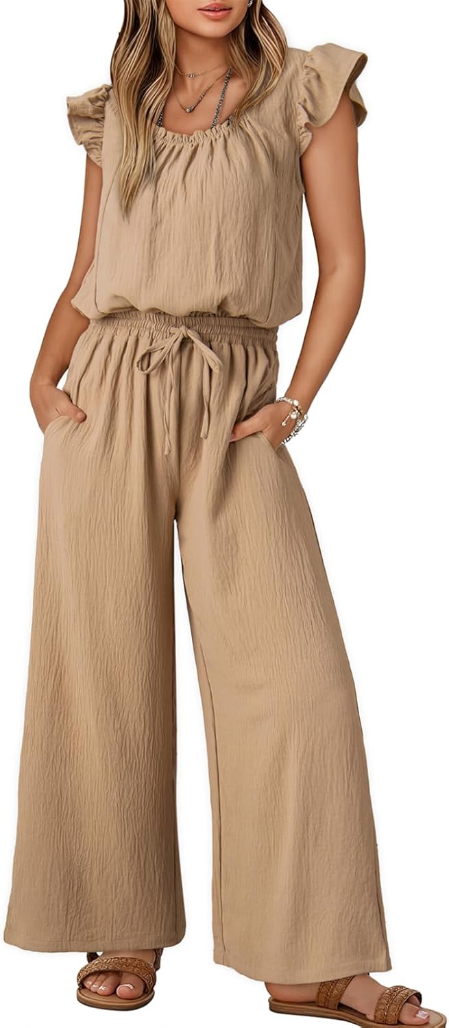 Dokotoo Summer Ruffle Sleeve Jumpsuit for Women 2025
