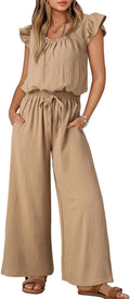 Jumpsuits for Women 2025 Ruffle Sleeve Square Neck Rompers