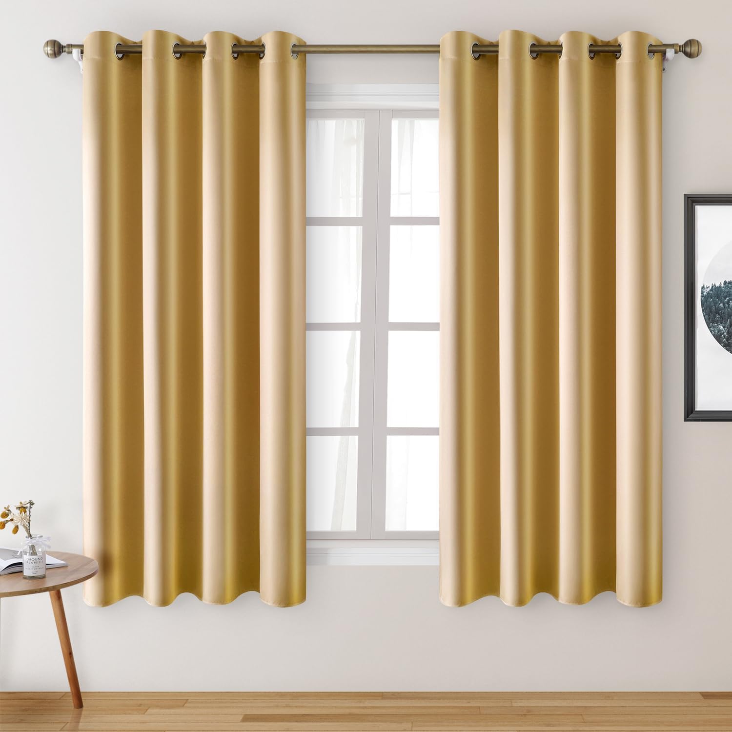 Faux Silk Curtains for Living Room - Luxury Blackout Drapes