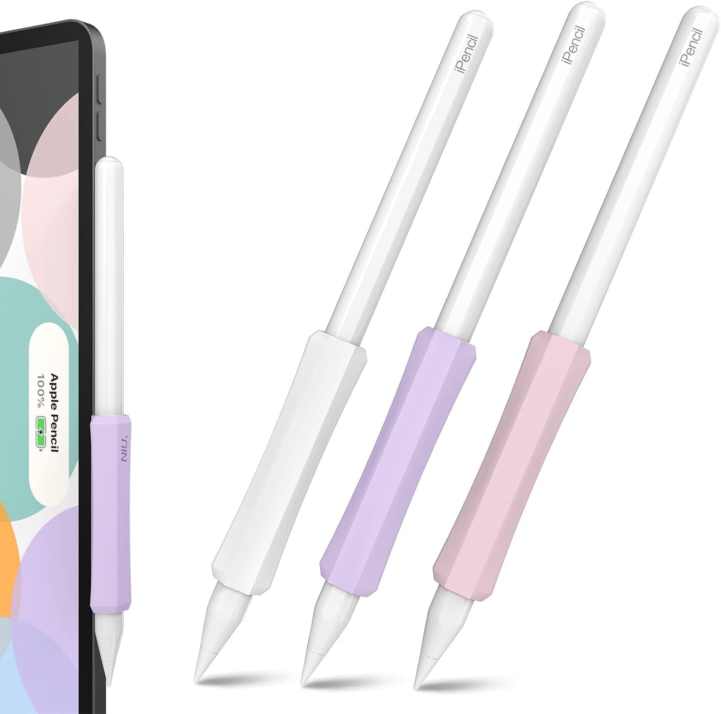 3 Pack Ergonomic Silicon Grips for Apple Pencil - Comfort & Protection