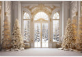 Elegant Christmas Backdrop 10x8ft Fabric Backdrop - Winter Photos