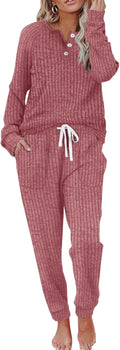 Two Piece Outfits for Women Lounge Sets Button Down Sweatshirt Pajama