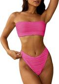Strapless Textured Bandeau Bikini Set - Flattering Cheeky Fit Type
