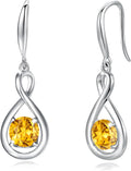 FANCIME Dangle Drop Earrings 925 Sterling Silver Infinity Citrine
