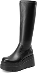 DREAM PAIRS Women's Knee High Boots Wedge Platform Chunky Heel
