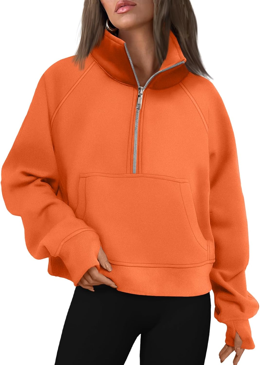AUTOMET Womens Sweatshirts Half Zip Cropped Pullover for Fall