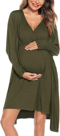 SWOMOG Women Maternity Nursing Gown and Robe Set (Style 1ZJ5)