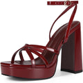 Platform Heels for Women Strappy Block Chunky High Heels - Lace Up on