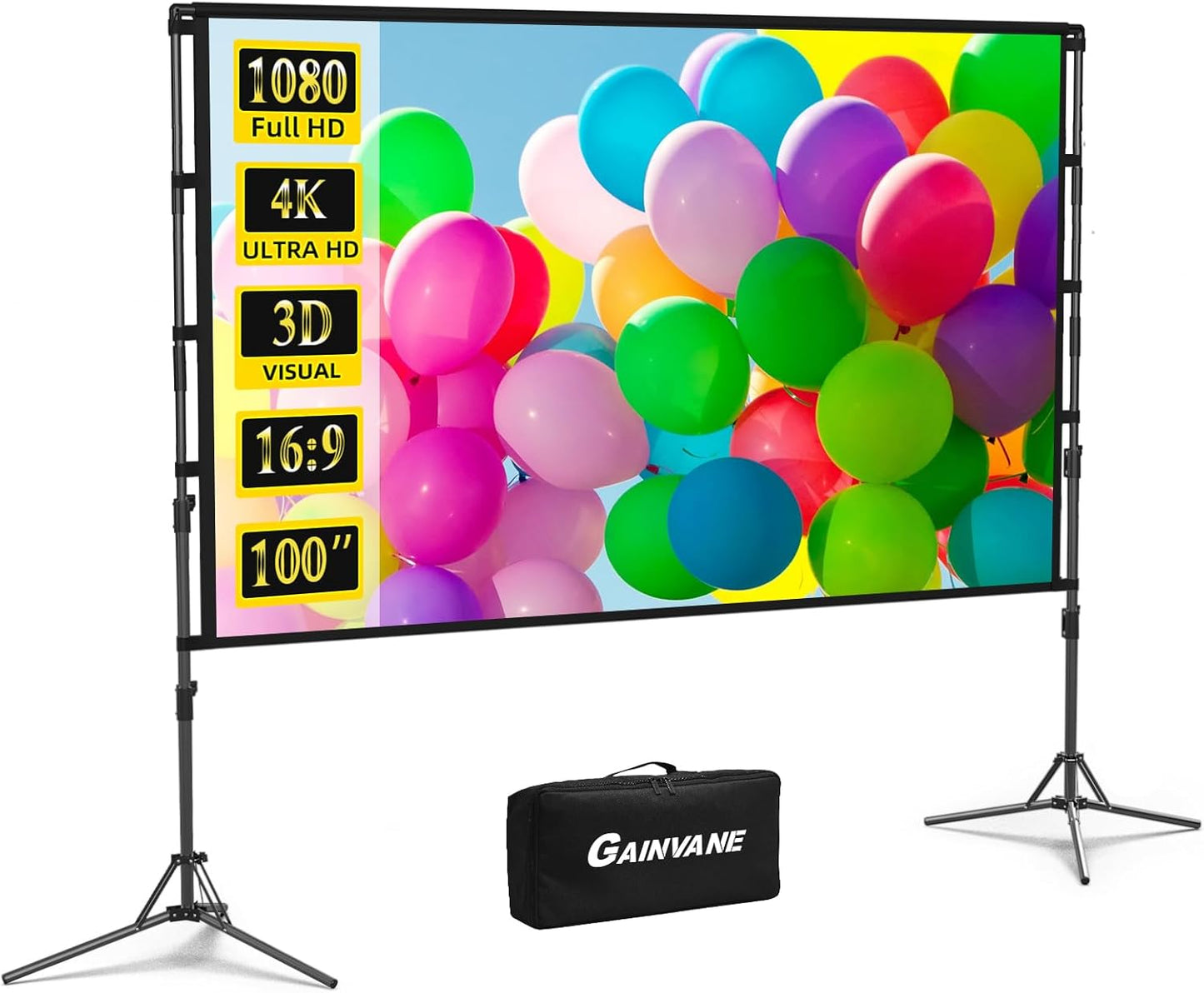 GAINVANE 100 Portable HD Projector Screen: Ultimate Home Theater Experience!