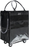 Reusable Grocery Bag with Wheels (Large, Black) - Foldable Rolling